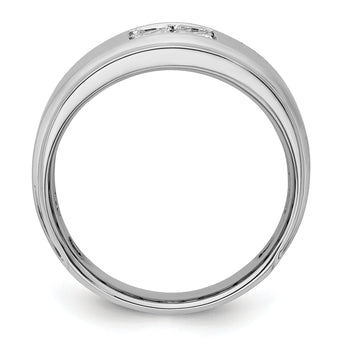 14k White Gold Men's Satin Complete Lab Grown VS/SI FGH Dia Ring - Sophia Jewelers