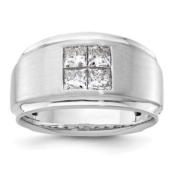 14k White Gold Men's Satin Complete Lab Grown VS/SI FGH Dia Ring - Sophia Jewelers