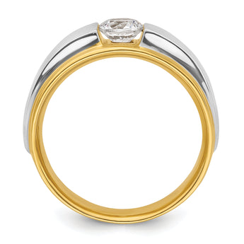 14k Two-tone Men's Polished and Satin Complete Lab Grown VS/SI FG - Sophia Jewelers
