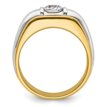 14k Two-tone Men's Polished and Satin Complete Lab Grown VS/SI FG - Sophia Jewelers