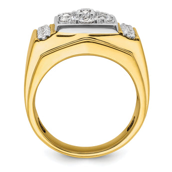 14k Two-tone Men's Polished and Satin Complete Lab Grown VS/SI FG - Sophia Jewelers