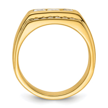 14k Men's Polished and Satin Complete Lab Grown VS/SI FGH Dia Rin - Sophia Jewelers