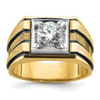 14k Two-tone w/Blk Rhod. Men's Polish/Satin Complete Lab Grown VS - Sophia Jewelers