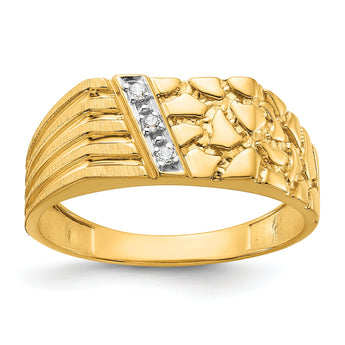 14k Men's Nugget Texture & Complete Lab Grown VS/SI FGH Dia Ring - Sophia Jewelers
