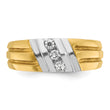 IBGoodman 10k Two-tone Men's Polished and Grooved 3-Stone 1/5 Carat A Quality Diamond Ring