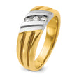 IBGoodman 10k Two-tone Men's Polished and Grooved 3-Stone 1/5 Carat A Quality Diamond Ring