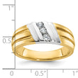 IBGoodman 10k Two-tone Men's Polished and Grooved 3-Stone 1/5 Carat A Quality Diamond Ring