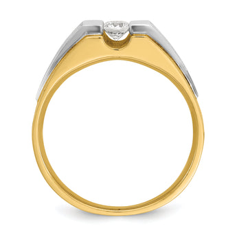 14k Two-tone Men's Polished and Satin Complete Lab Grown VS/SI FG - Sophia Jewelers