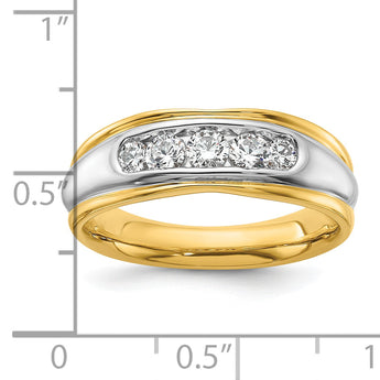 14K Two-tone Men's Polished/Grooved Complete Lab Grown VS/SI FGH - Sophia Jewelers