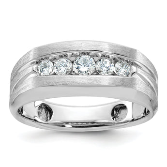 IBGoodman 10k White Gold Men's Polished and Brushed 5-Stone 1/2 Carat A Quality Diamond Ring