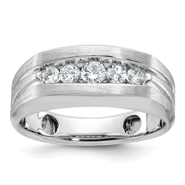 IBGoodman 10k White Gold Men's Polished and Brushed 5-Stone 1/2 Carat A Quality Diamond Ring