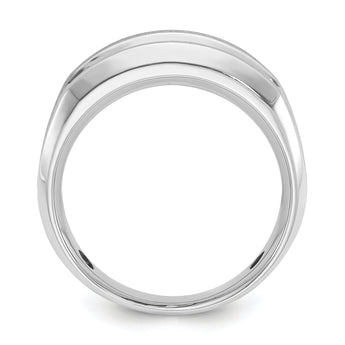 IBGoodman 10k White Gold Men's Polished Satin and Grooved 5-Stone 1 Carat A Quality Diamond Ring