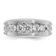 IBGoodman 10k White Gold Men's Polished Satin and Grooved 5-Stone 1 Carat A Quality Diamond Ring