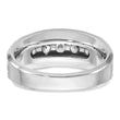 IBGoodman 10k White Gold Men's Polished Satin and Grooved 5-Stone 1 Carat A Quality Diamond Ring