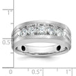 IBGoodman 10k White Gold Men's Polished Satin and Grooved 5-Stone 1 Carat A Quality Diamond Ring
