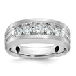 IBGoodman 10k White Gold Men's Polished Satin and Grooved 5-Stone 1 Carat A Quality Diamond Ring