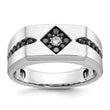 10k White Gold with Black Rhodium IBGoodman Men's Satin Black and White Diamond Complete Ring
