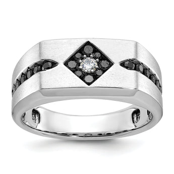 10k White Gold with Black Rhodium IBGoodman Men's Satin Black and White Diamond Complete Ring