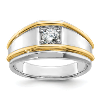 14k Two-tone Men's Polished 1/2 Carat Lab Grown Diamond Solitaire Ring - Sophia Jewelers