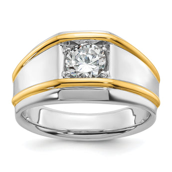 14k Two-tone Men's Polished 1 Carat Lab Grown Diamond Solitaire Ring - Sophia Jewelers
