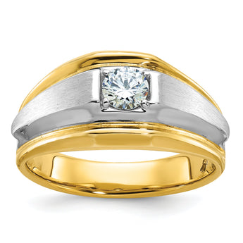 14k Two-tone Men's Polished and Satin Complete Lab Grown VS/SI FG - Sophia Jewelers