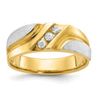 IBGoodman 10k Two-tone Men's Polished Satin and Grooved 3-Stone 1/6 Carat A Quality Diamond Ring