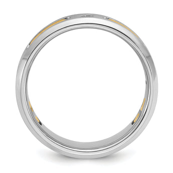 IBGoodman 10k Two-tone Men's Polished Satin and Cut-Out 1/6 Carat A Quality Diamond 3-Stone Ring