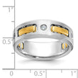 IBGoodman 10k Two-tone Men's Polished Satin and Cut-Out 1/6 Carat A Quality Diamond 3-Stone Ring