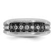 IBGoodman 10k White Gold with Black Rhodium Men's Polished Satin and Grooved 1/2 Carat A Quality Black and White Diamond Ring