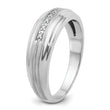 IBGoodman 10k White Gold Men's Polished Satin and Grooved 5-Stone 1/20 Carat A Quality Diamond Ring
