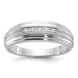 IBGoodman 10k White Gold Men's Polished Satin and Grooved 5-Stone 1/20 Carat A Quality Diamond Ring