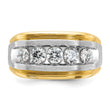 IBGoodman 10k Two-tone Men's Polished Satin and Grooved 5-Stone 1 Carat A Quality Diamond Ring