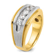 IBGoodman 10k Two-tone Men's Polished Satin and Grooved 5-Stone 1 Carat A Quality Diamond Ring