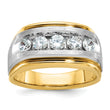 IBGoodman 10k Two-tone Men's Polished Satin and Grooved 5-Stone 1 Carat A Quality Diamond Ring