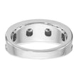 IBGoodman 10k White Gold with Black Rhodium Men's Polished Satin and Grooved 5-Stone 1/2 Carat A Quality Diamond Ring