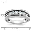 IBGoodman 10k White Gold with Black Rhodium Men's Polished Satin and Grooved 5-Stone 1/2 Carat A Quality Diamond Ring
