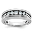IBGoodman 10k White Gold with Black Rhodium Men's Polished Satin and Grooved 5-Stone 1/2 Carat A Quality Diamond Ring