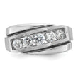 IBGoodman 10k White Gold with Black Rhodium Men's Polished Satin and Grooved 1 Carat A Quality Diamond Ring