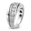 IBGoodman 10k White Gold with Black Rhodium Men's Polished Satin and Grooved 1 Carat A Quality Diamond Ring