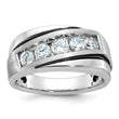 IBGoodman 10k White Gold with Black Rhodium Men's Polished Satin and Grooved 1 Carat A Quality Diamond Ring