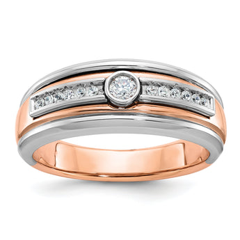 10k Two-tone White/Rose Gold IBGoodman Men's Diamond Complete Ring