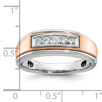 IBGoodman 10k White and Rose Gold Men's Polished 5-Stone 1/4 Carat A Quality Diamond Ring