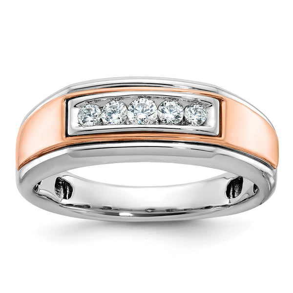 IBGoodman 10k White and Rose Gold Men's Polished 5-Stone 1/4 Carat A Quality Diamond Ring