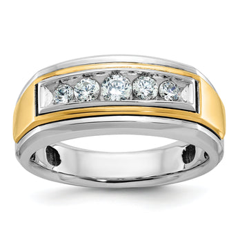 IBGoodman 10k Two-tone Men's Polished 5-Stone 1/2 Carat A Quality Diamond Ring