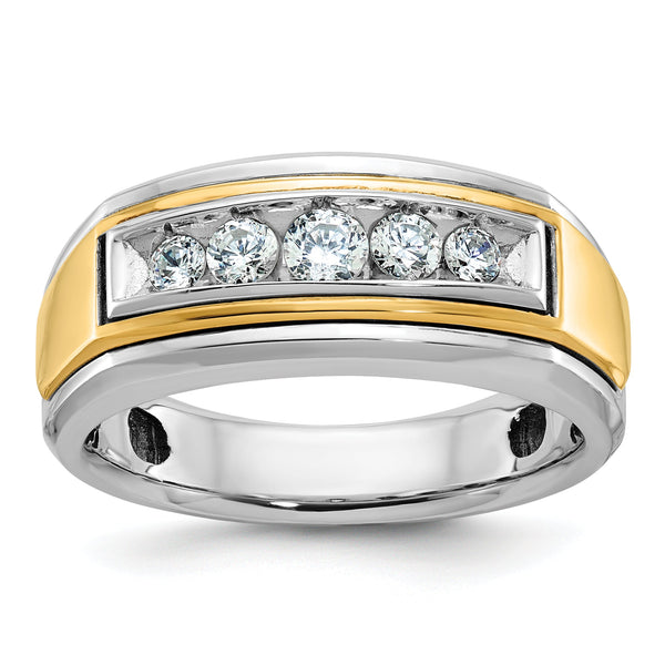 IBGoodman 10k Two-tone Men's Polished 5-Stone 1/2 Carat A Quality Diamond Ring