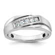IBGoodman 10k White Gold with Black Rhodium Men's Polished Satin and Grooved 1/4 Carat A Quality Diamond Ring