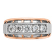IBGoodman 10k White and Rose Gold Men's Polished Satin and Cut-Out 5-Stone 1 Carat A Quality Diamond Ring