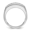 IBGoodman 10k White Gold Men's Polished and Satin 3-Row 1 1/4 Carat A Quality Diamond Ring
