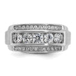 IBGoodman 10k White Gold Men's Polished and Satin 3-Row 1 1/4 Carat A Quality Diamond Ring