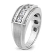 IBGoodman 10k White Gold Men's Polished and Satin 3-Row 1 1/4 Carat A Quality Diamond Ring